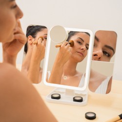 Miroir de Maquillage Triptique Rechargeable avec Grossissement et Lumière LED Miled InnovaGoods