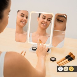 Rechargeable Triptych Makeup Mirror with Magnification and LED Light Miled InnovaGoods