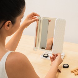 Rechargeable Triptych Makeup Mirror with Magnification and LED Light Miled InnovaGoods