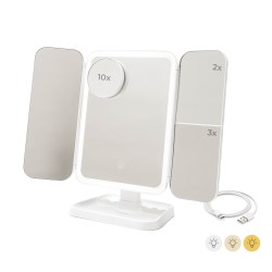 Rechargeable Triptych Makeup Mirror with Magnification and LED Light Miled InnovaGoods