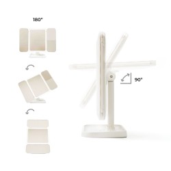 Miroir de Maquillage Triptique Rechargeable avec Grossissement et Lumière LED Miled InnovaGoods