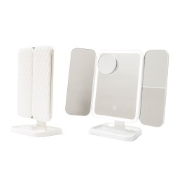 Rechargeable Triptych Makeup Mirror with Magnification and LED Light Miled InnovaGoods