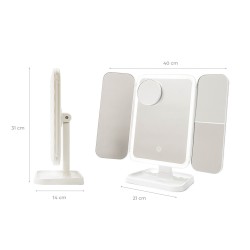 Rechargeable Triptych Makeup Mirror with Magnification and LED Light Miled InnovaGoods